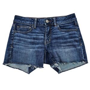 Cutoff Jean Shorts AEO Shortie Size 6 Dark Wash Stretch Denim American Eagle